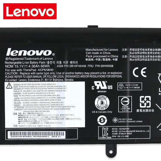 Lenovo 00HW008 Battery for 41CP6/58/92 SB10F46446 ThinkPad Yoga 15 20DQ Yoga 15 20DQ0038GE Yoga 15 20DQ003RGE Yoga 15 20DR Yoga 15 20DRS02AGE Yoga 15