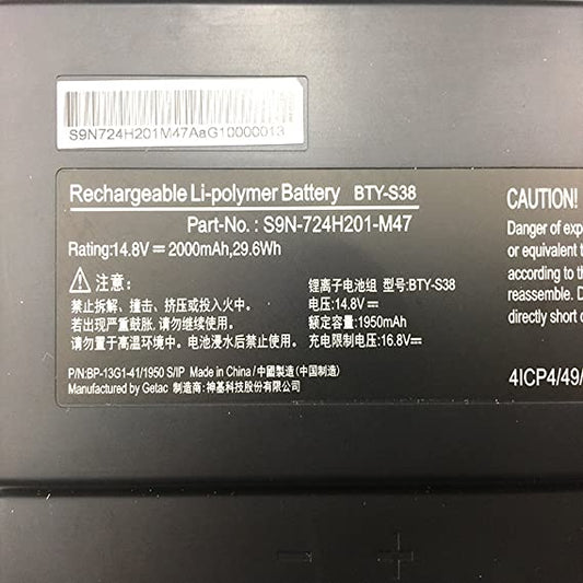 MSI Original BTY-S38 Laptop Battery for MSI S9N-724H200-M47 BT4103-B X30 X30-M X30-S