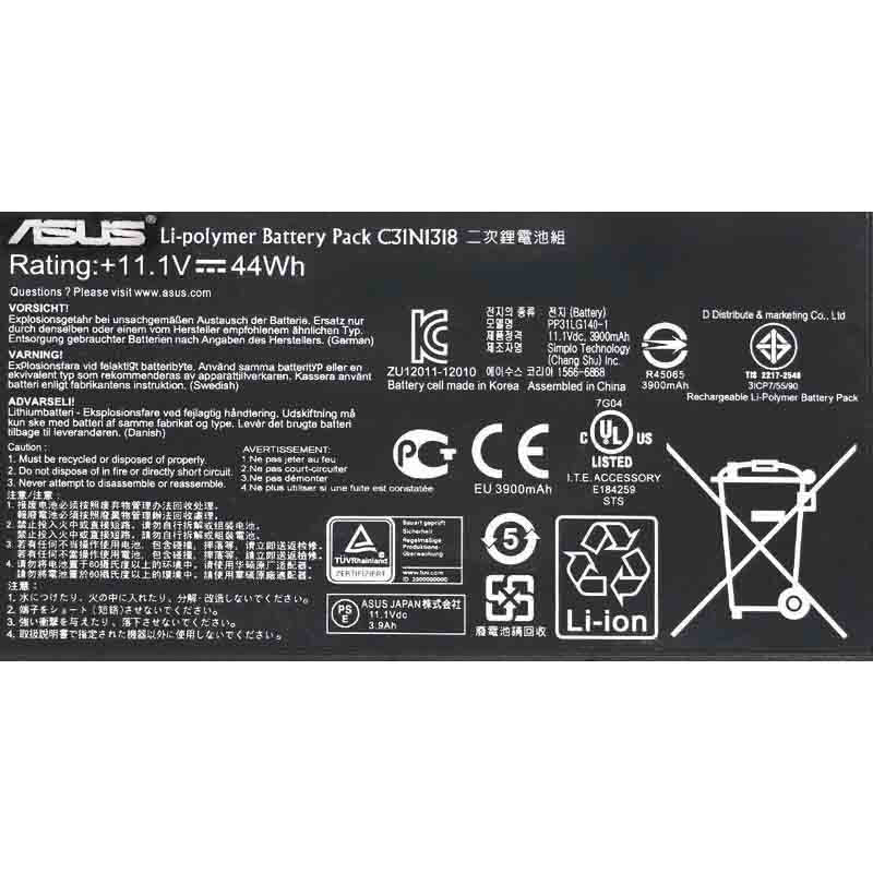 ASUS C31N1318 Laptop Battery for PP31LG1401 PU301LA 0B200-00700100 Pro PU301LA PRO301