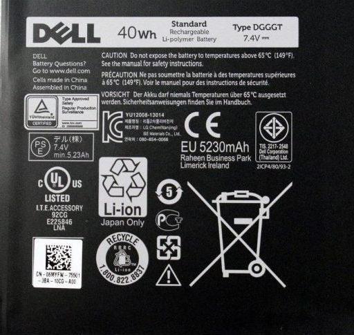 DELL DGGGT GF5CV Original Laptop Battery for P16T P16T001 6MYFW XPS 11 XPS11D-1308T XPS11D-1508T XPS 11 9P33 XPS 11 XPS11D XPS 11 XPS11R