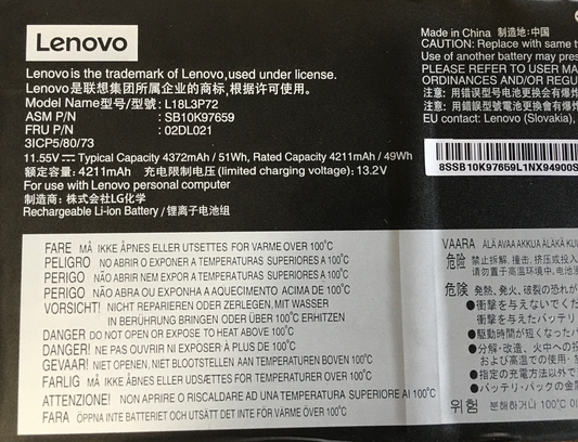 LENOVO Original L18L3P72 laptop battery for SB10K97659 02DL021 Lenovo ThinkPad X390 Yoga 20NN X13 Yoga Gen 120SYS5B700 X390 Yoga(07CD)