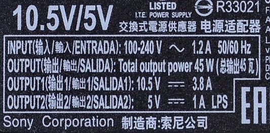 Sony Vaio 10.5V 3.8A 40W (4.8mm*1.7mm) Original Laptop charger for VGP-AC10V10 VGP-AC10V9