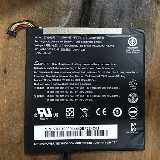 Acer 30107108 Laptop Battery for Acer A1-840-16PT A1840131U A1-840FHD-197C A1401