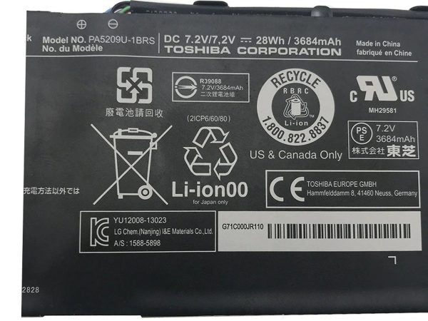 TOSHIBA PA5209U-1BRS Laptop Battery for G71C000JR110 P000627340 CL15TB1204D L15-B1330 Satellite L10B003 Satellite L10W-B00D Satellite RADIUS 11 L10WB Satellite Radius 11 L10W-B-101