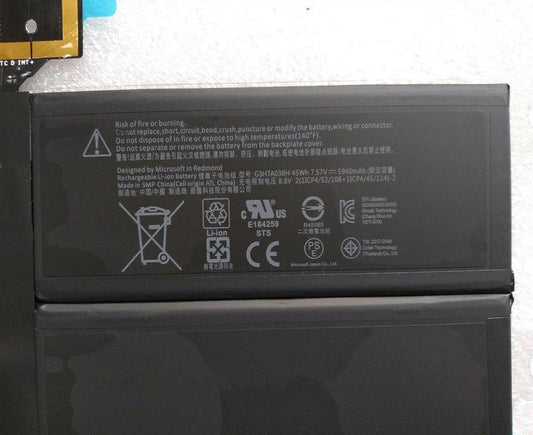 New G3HTA038H Laptop Battery for DYNM02 21ICP4 52 108+1ICP4 45 114-2 Microsoft Surface Pro 5 1796 Surface Pro 6 1807 Series