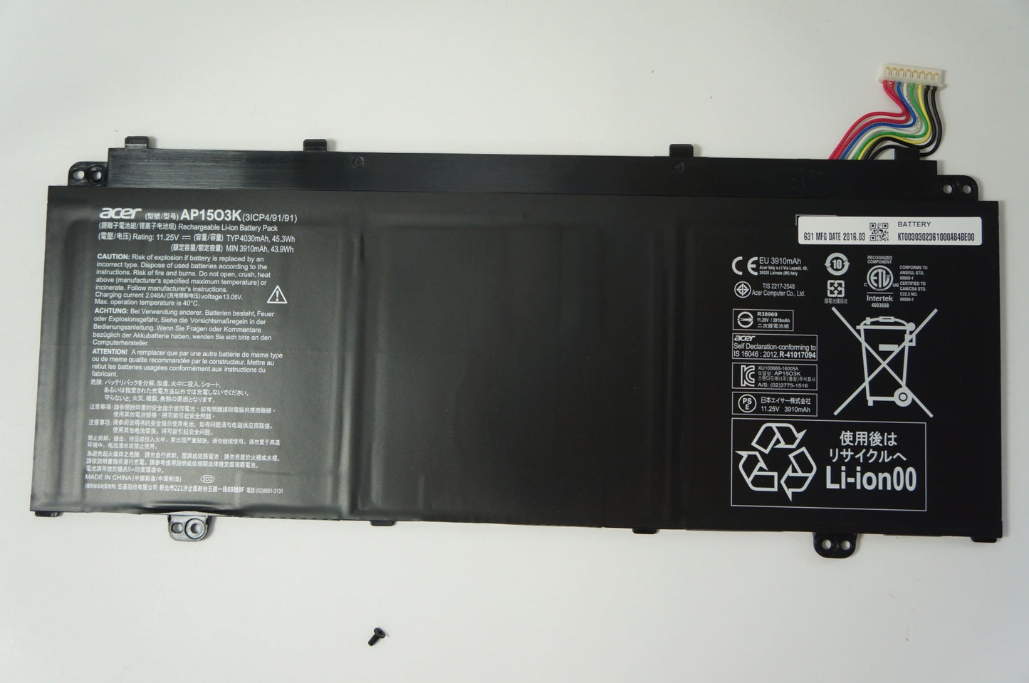 Acer AP15O3K Laptop Battery for 3ICP4/91/91 KT 00305008 KT.00305.001 Aspire S13 S13 S5-371 S13 S5-371-757T S13 S5371537B