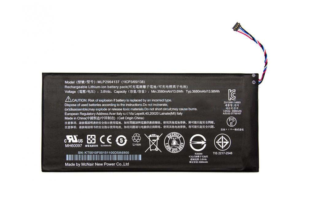 Acer MLP2964137 Laptop Battery for 1ICP/4/65/142 3165142P KT.0010F.001 1ICP3/65/138 Iconia One 7Acer Serie sB1-730 Iconia One 7 B1730 Iconia One 7 B1-730HD Iconia One 7 B1730HD170L Iconia One 7 B1-730HD-170T