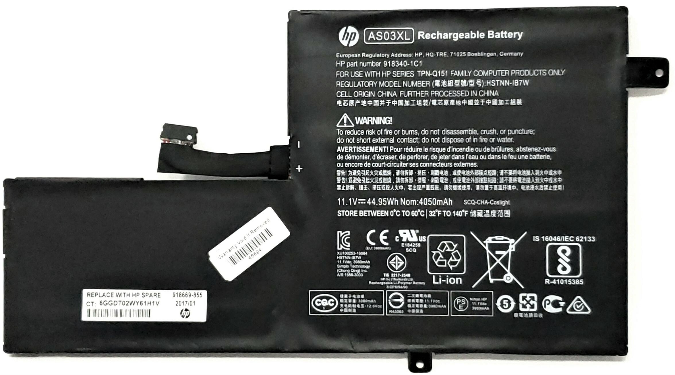 HP AS03XL Original Battery for HSTNN-IB7W 918340-2C1 918340-171 Fit Chromebook 11 G5 EE Series