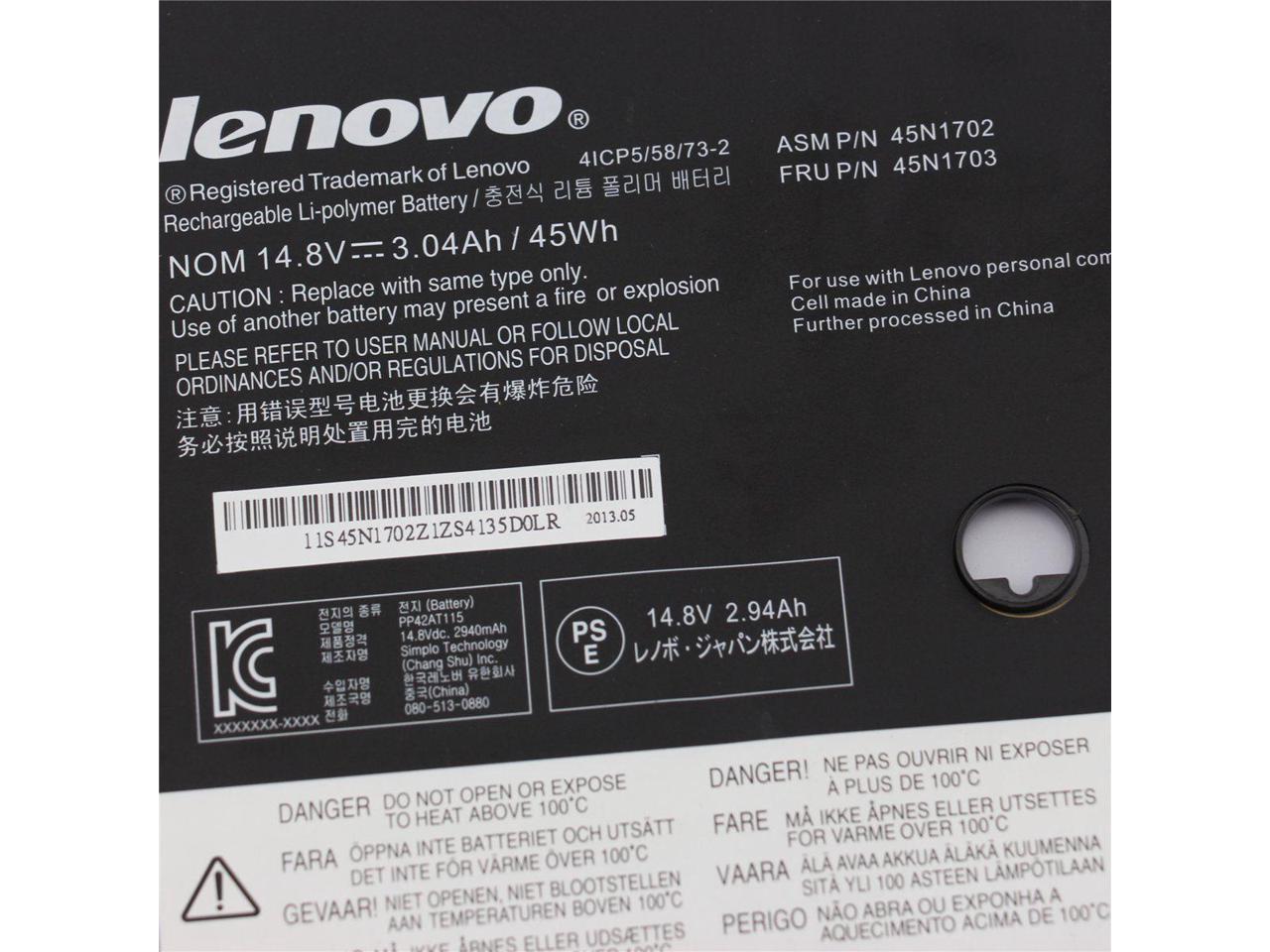 Lenovo 45N1702 45N1703 Laptop Battery for 4ICP5/58/73-2 SB10F46440 ThinkPad X1 Carbon(20A8-8005NAU) ThinkPad X1 Carbon(20BT-T0034AU) ThinkPad X1 Carbon(20A8-8S00803)