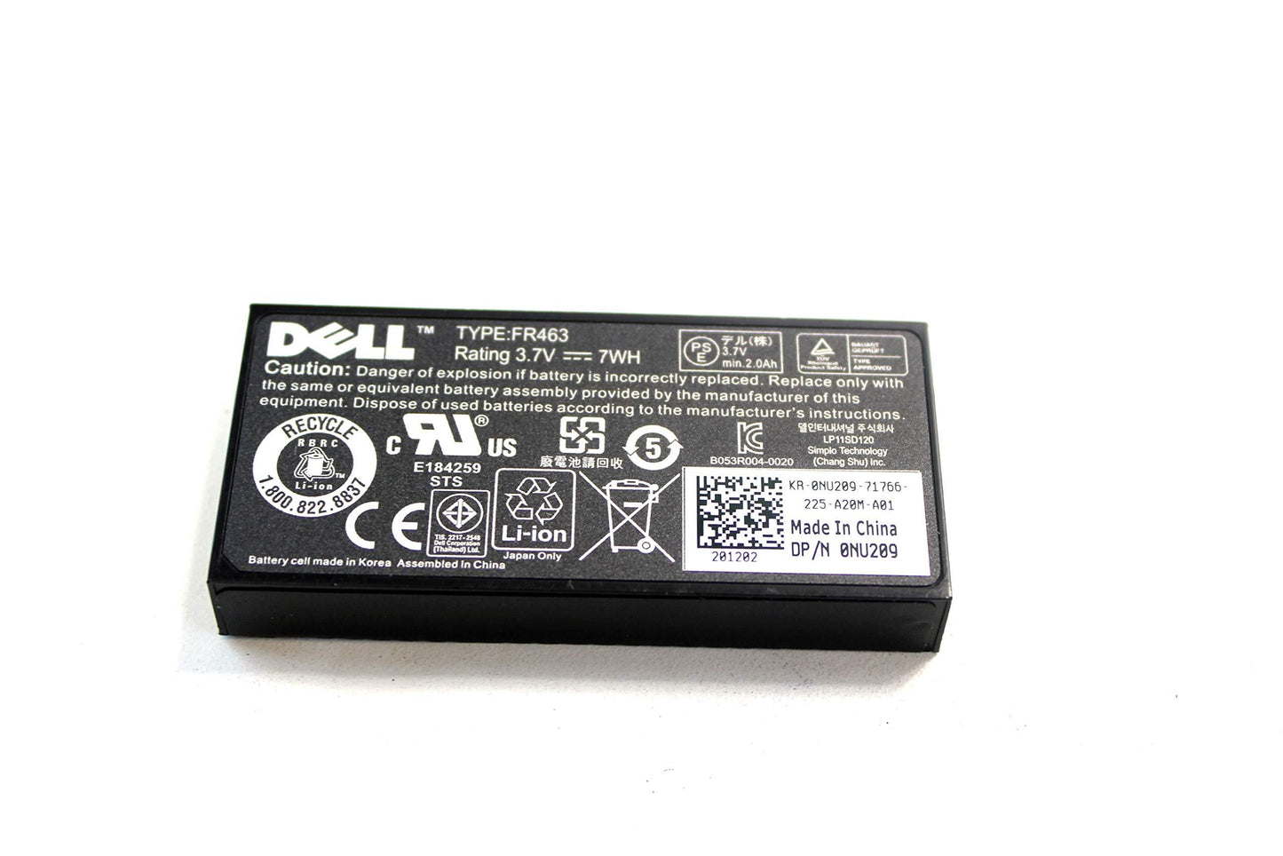 New Dell 3.7V 7WH FR463 NU209 Laptop Battery for PE1950 PE2950 P9110 U8735 Perc 5i 6i Dell PowerEdge R900 R910 R710 2950 2900 6950 6850 PowerVault NX3100