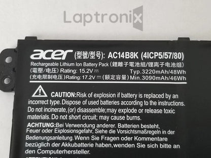 Acer AC14B8K Laptop Battery for 4ICP5/57/80 KT.0030G.004 MS2392 NE511 NE512 NX.G10EK.016 Aspire ES1-431-C1EL ASPIRE ES1-311-C1FC Swift 3 SF315-41-R7PE A515-52-52RK Aspire 5 A515-51G-58UG Aspire 5 A515-52-51EL Predator Helios 300 PH317-52-75RJ