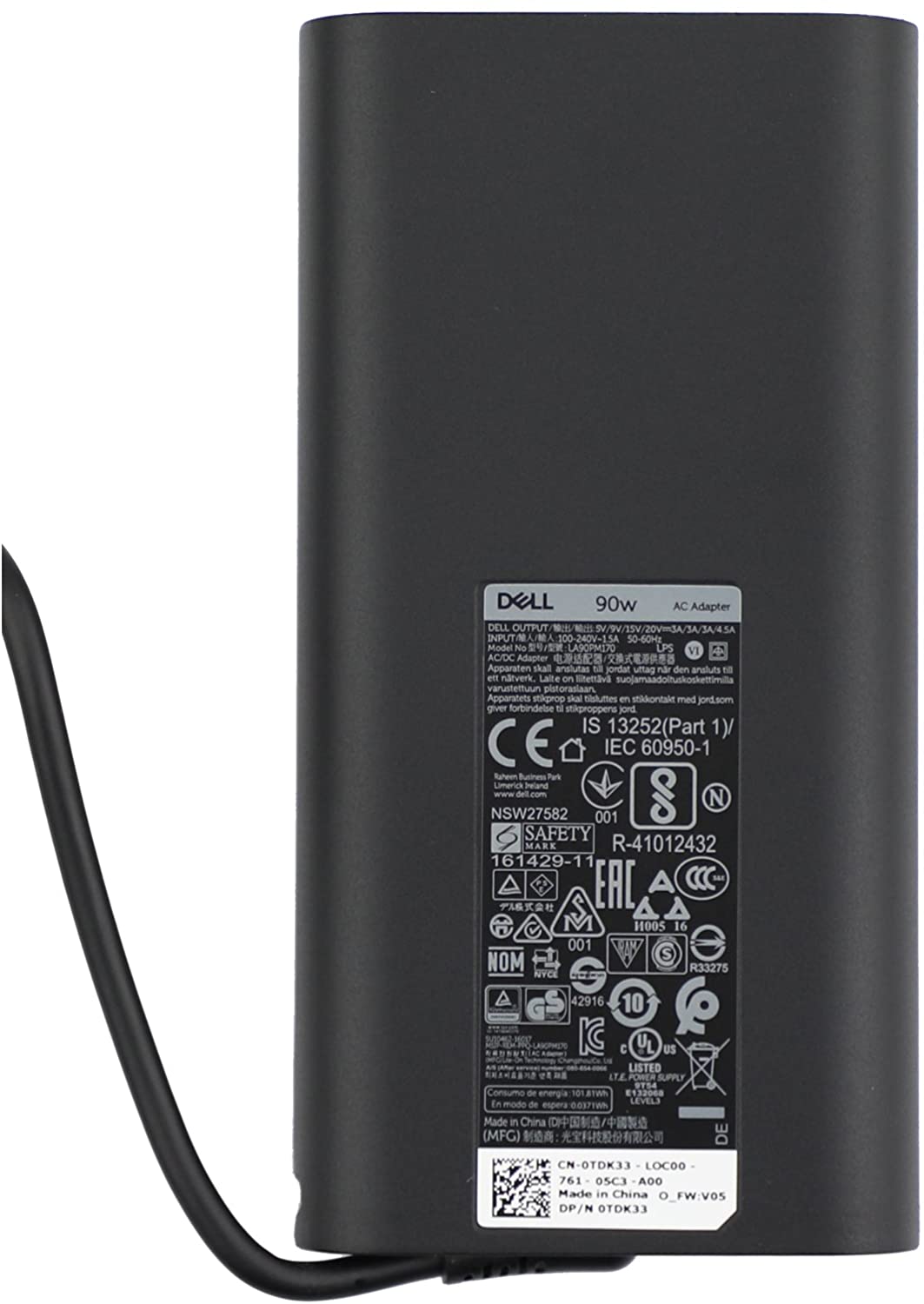 Dell 20V 3A 90W USB-C Original Charger for LA90PM170 5580, 7280, 7480 Latitude 7400 XPS 15 (9500) Precision 3541 Latitude 7410 2-in-1