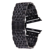 22mm Men Hidden Butterfly Buckle 7 Beads Stainless Steel Watch Band For Apple Watch 38mm, 22mm Men