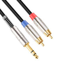 6.35mm Male to Dual RCA Male Audio Cable, 1.8m, 3m