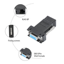 DB15 VGA Female to RJ45 8P Female Adapter, VGA to RJ45 8P