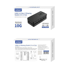 Onten KVM200 USB 3.2 Gen2 Sharing Switch 2 In 4 Out, KVM200