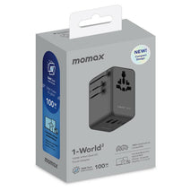 MOMAX UA23 1-World 2 4-Port Mini Universal Travel GaN Charger 100W with Dual AC, UA23D