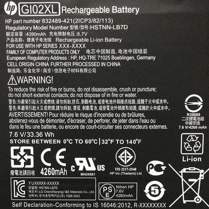 New HP Original GI02XL Laptop Battery for HP Pavilion X2 12 12-B000 HSTNN-LB7D 832489-421 833657-005 Tablet