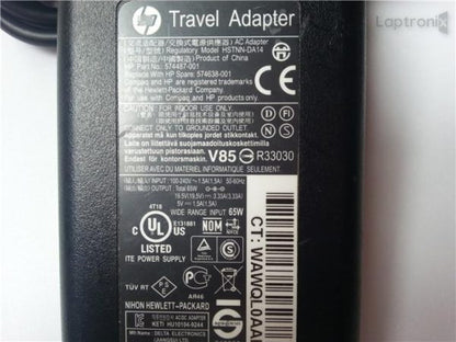 HP 19V 3.33A 65W (7.4mm*5.0mm) Original Laptop Charger for HSTNN-DA14 677776-003, 684792-001 EliteBook Folio 1040 G1