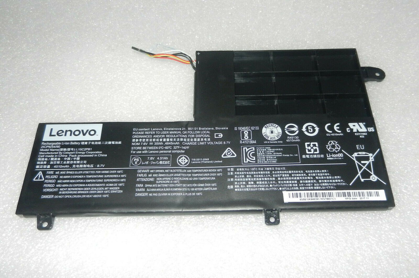 New LENOVO L15C2PB1 Laptop Battery for Yoga 51014AST 80S9000AAU Yoga 510-14AST 80S9000BAU5B10M50525 5B10M50528 L15L2PB1 L15M2PB1 YOGA 510 Yoga 510-14AST