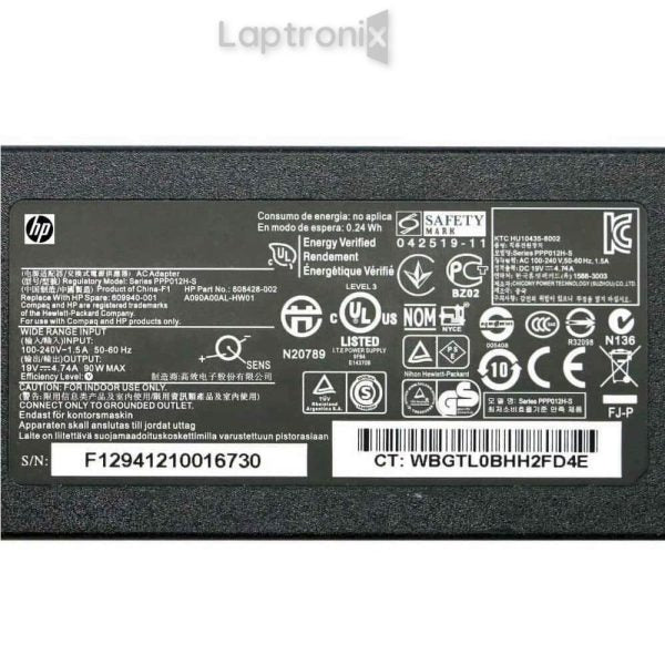 HP 19V 4.74A 90W (7.4mm*5.0mm) Original Laptop Charger For 609940-001 608428-002 PPP012H-S