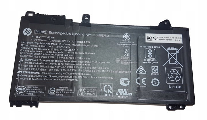New HP Original RE03XL Laptop Battery for HSTNN-DB9A L32656-002 ProBook 445 G6 L32407-AC2 ZHAN 66 Pro 14 G3 Series