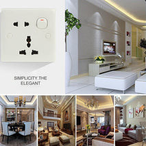 Electric Wall Switch and Socket, EU / AU / US Plug Socket with 1 Switch, 2 Port Sockets+1 Switch