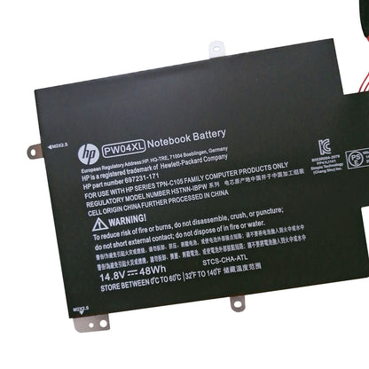 New HP PW04XL Original Battery for HSTNN-IB7N Spectre XT TouchSmart Ultrabook 15-4000ER HP x2 210 G2 Series