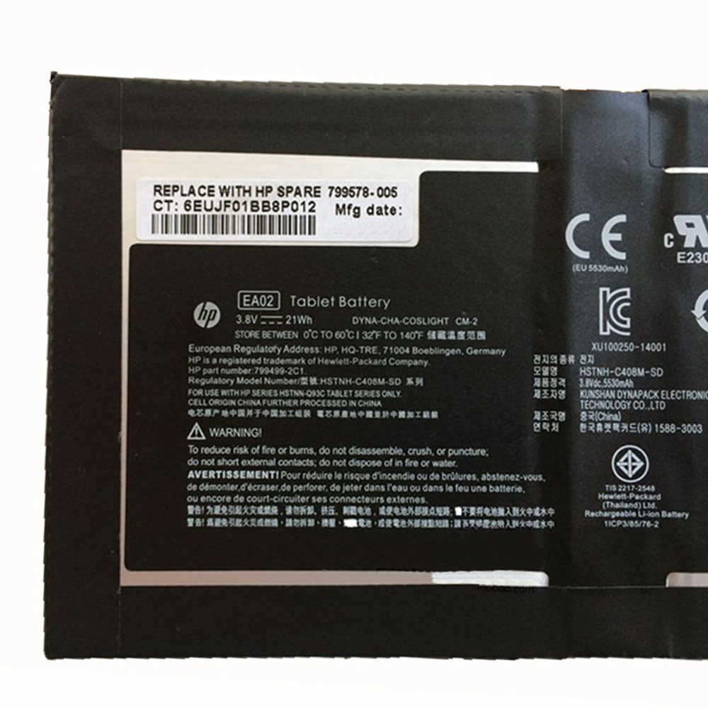New Original HP EA02 battery for HSTNH-C408M-SD 799578-005 Pro Tablet 608 G1(N2S60UT) Pro Tablet 608 G1(H9X64EA) pro tablet 608 Pro Tablet 608 G1