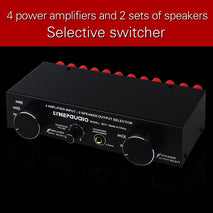 4 Input 2 Output or 2 In 4 Out Power Amplifier Speaker Selector Switcher, 4 Input 2 Output or 2 In 4 Out