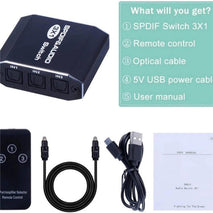 VG2 3x1 Audio Switcher SPDIF Optical Switch 3 In 1 Out Digital Toslink Selector For Home Theater