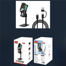 JMARY MC-PW13 360 Degree Rotating RGB Light Desktop Microphone, MC-PW13