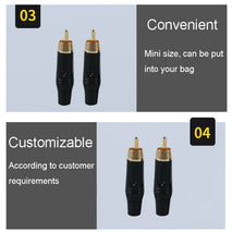 Pure Copper Soldered RCA Male Audio/Video Plug Assembled With AV Lotus Connector, Black