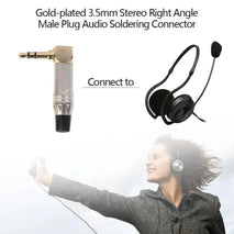 Zinc Alloy L-Shaped 90 Degree 3.5mm Stereo Headset Wire Welding Plug, Zinc Alloy