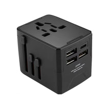 3 x USB & 1 x USB-C / Type-C Travel Plug Adapter International Universal Charging Block, HHT520 Black, HHT520  White