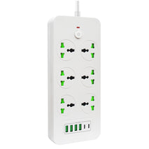 Thunderproof Overload Protection 4USB+2PD+6 Holes Socket, Black EU Plug, Black US Plug, Black UK Plug, White EU Plug, White US Plug, White UK Plug