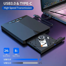 USB3.0 / Type-C External Removable Optical Drive DVD / CD Multi-Interface Writer, XD013