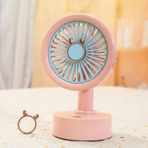 Student USB Small Desktop Fan Replaceable Animal Ears Multi-Speed Lithium Battery Mute Fan, Beige Bear, Pink Bear, Green Bear, Beige Deer, Green Deer, Pink Deer