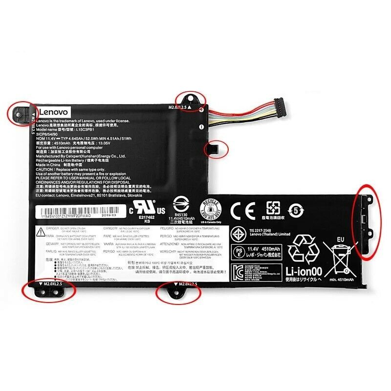 New Lenovo L15C3PB1 L15L3PB0 Original Battery for Flex 4-1580 1470 1480 Lenovo Yoga 510 520 5B10M49826 IdeaPad 520s-14IKB