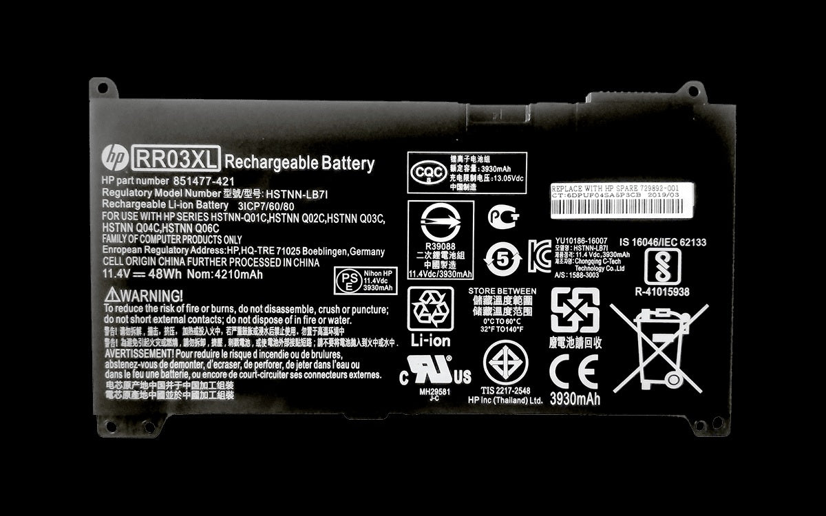 New HP RR03XL Laptop Battery for HSTNNI74C HSTNN-LB71 Z1Z82UT ProBook 440 G5(3KY93EA) ProBook 430 G4(Y8B44EA) ProBook 450 G4(1LT82ES) ProBook 440 G5(2XZ66ES)