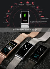 X3 0.96 inch Screen Display Steel Watch Band Bluetooth Smart Bracelet, IP68 Waterproof, Support Pedometer / Heart Rate Monitor / Sleep Monitor / Blood Pressure Monitor, Compatible with Android and iOS Phones, Steel Watch Band/Gold, Steel Watch Band/Sil...