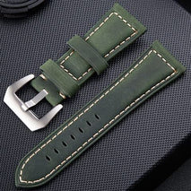 Crazy Horse Layer Frosted Silver Buckle Watch Leather Watch Band, Size: 22mm
