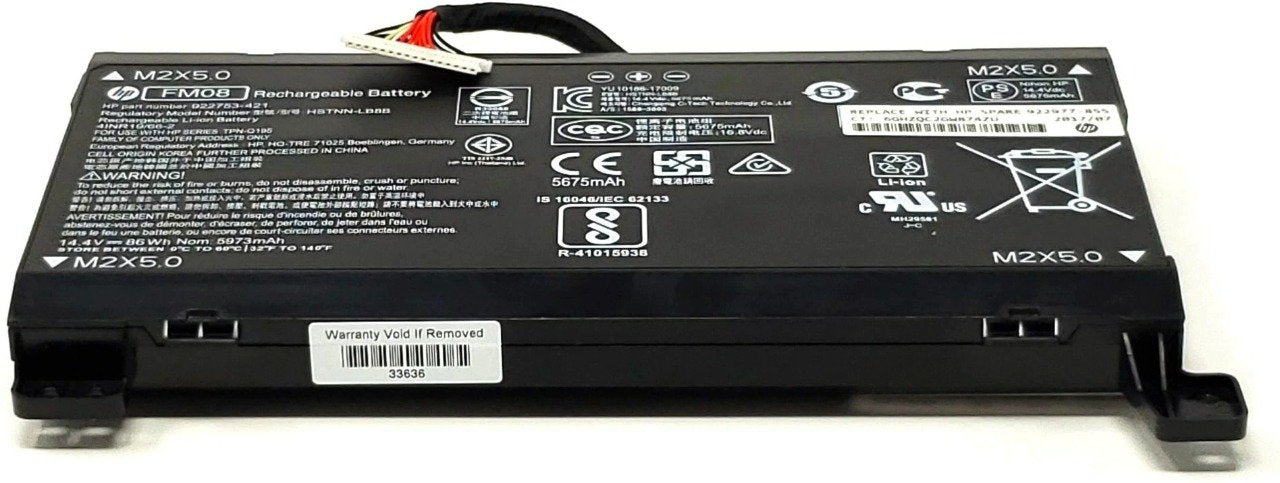 New HP FM08 Battery for HSTNN-LB8A 922752-421 TPN-Q195 HP Omen 17-an014ng Omen 17AN006NO (12 Cables)