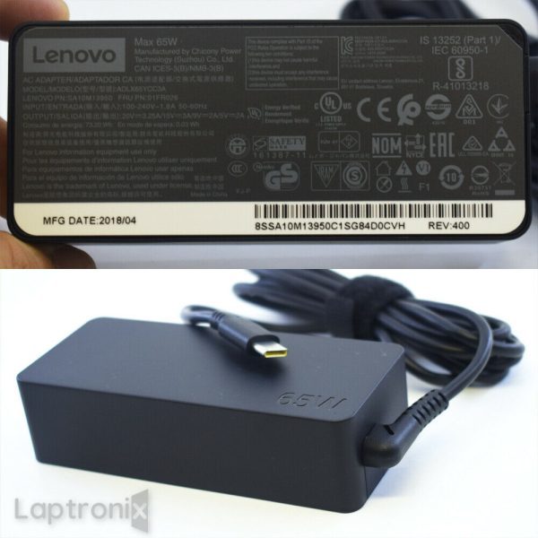 Lenovo 20V 3.25A 65W Type-C USB-C Laptop Charger for ThinkPad E480-03CD, A275