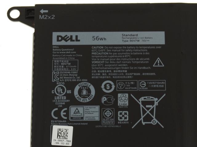 90V7W Battery for Dell XPS 13 9343 9350 JD25G JHXPY 5K9CP DIN02 RWT1R 0N7T6 - 7.6V 56Wh