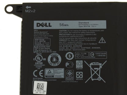 90V7W Battery for Dell XPS 13 9343 9350 JD25G JHXPY 5K9CP DIN02 RWT1R 0N7T6 - 7.6V 56Wh