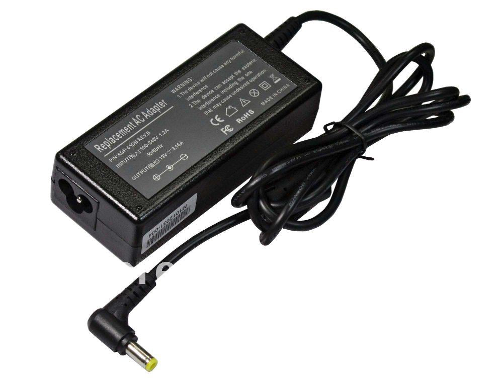 REPLACEMENT 60W LAPTOP AC POWER ADAPTER CHARGER SUPPLY FOR ACER MODEL TRAVELMATE 225X / 19V 3.16A (5.5MM*2.5MM)