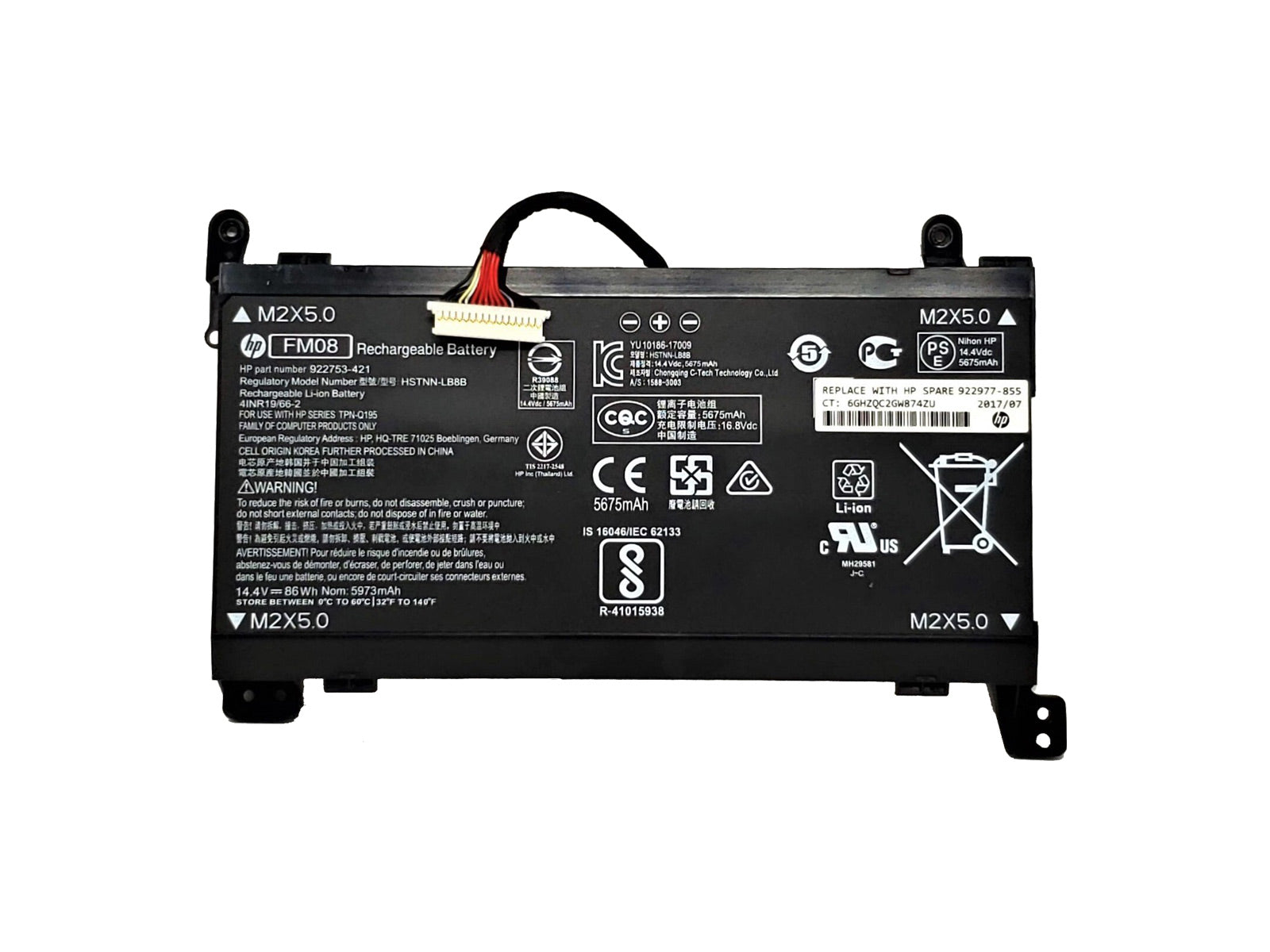 HP FM08 (16Cables) Original Laptop Battery for Omen17-AN026NF HSTNN-LB8B HSTNN-LB8A HSTNN-LB8B, TPN-Q195